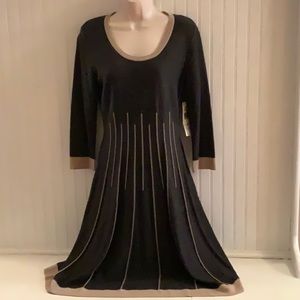 NEW Black Sweaterdress with Beige Trim